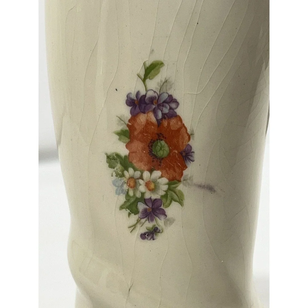 Vintage Ceramic Boot Vase Planter Hand Painted Cottagecore Farmhouse Garden
